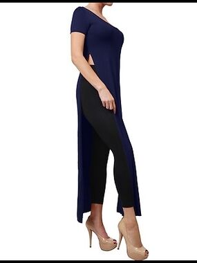 Topping Classic Short Sleeve Split Slit Maxi Evening Dress Womens Small